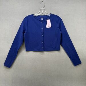 Wild Fable ButterBliss Top Blue Cropped Cardigan Long Sleeve Button Small NEW